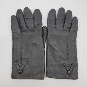 Vintage Gray Genuine Leather 100% Wool Lined Gloves by Alexanders Made In Italy